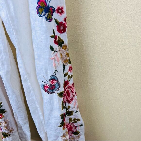 NWOT JW Johnny Was Los Angeles Pants Embroidery Floral White Size S - Picture 2 of 8